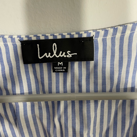 LULUS BLUE WHITE V-Neck Floral Skater Dress Mini Sleeveless - Picture 6 of 8